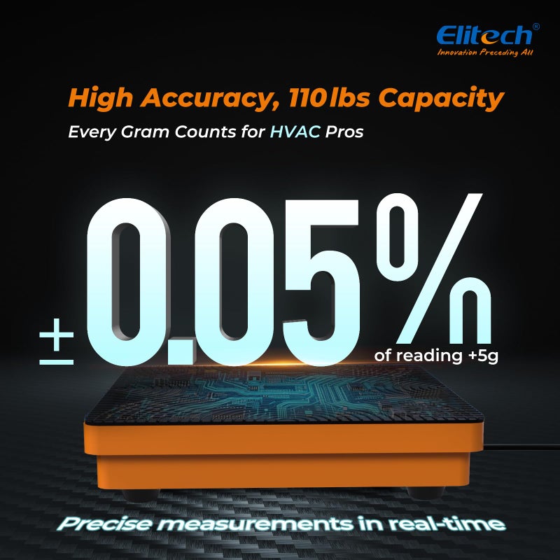 Elitech Refrigerant Scale 110 Lbs â€“ High Precision HVAC Freon Scale with LB+OZ Dual-Unit Display, Electronic Charging Weight Scale with Carry Case, LMC-100F+ - Image 3